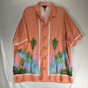 Forever 21 Palm Tree Hawaiian Shirt Mens XXL Short Sleeve Button Up Tropical